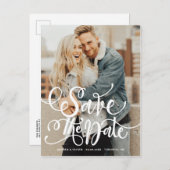 De witte Vette Moderne Foto sparen de Datum Aankondigingskaart (Voorkant / Achterkant)