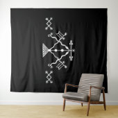 De witte veve van Damballah op zwart Wandkleed (In Situ (horizontaal))