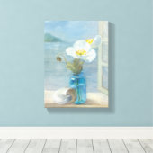 De witte Vloer die het Zee overzien Canvas Afdruk (Insitu (Houten vloer))