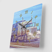 De witte Vrachtwagen van de Vracht - het Art. van Vierkante Klok (Hoek)