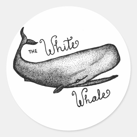 De witte walvis ronde sticker (Voorkant)