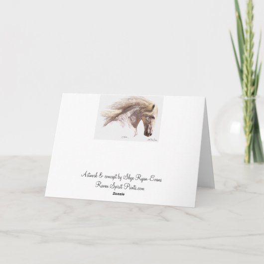 De Witte Wenskaarten van het Paard "SILVERWIND" Kaart (Achterkant)
