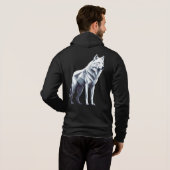 De witte wolf: elegantie in geometrie hoodie (Achterkant volledig)