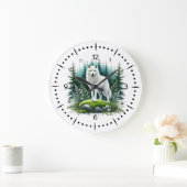 De witte wolf in het bos grote klok (Huis)