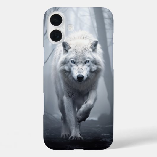 De witte wolf in het mistige bos Case-Mate iPhone case (Achterkant)