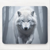 De witte wolf in het mistige bos muismat (Voorkant)