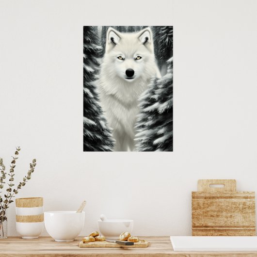 De witte wolf poster (Keuken)
