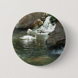 De witte zwaan ronde button 5,7 cm