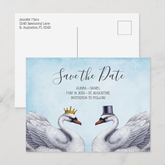 De witte Zwand sparen de Datum Aankondigingskaart (Voorkant / Achterkant)