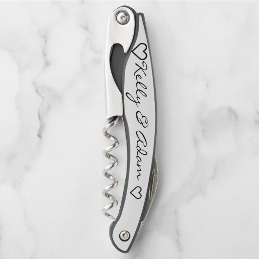 De witte zwarte kurk van het bruidspaar kurkentrekker (Voorkant)