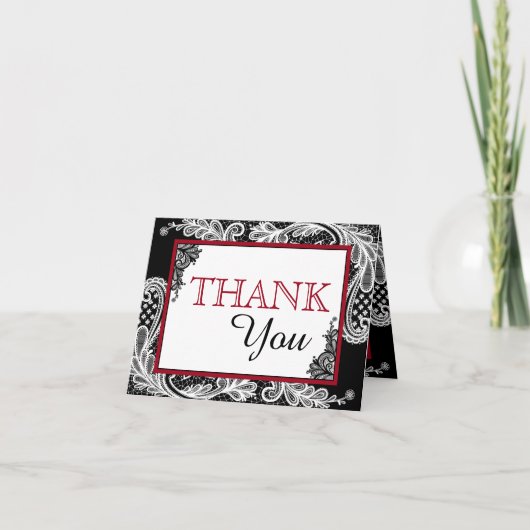 De witte Zwarte Moderne Gothic van het Kant dankt Bedankkaart (Voorkant)