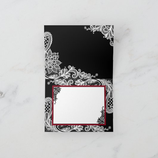 De witte Zwarte Moderne Gothic van het Kant dankt Bedankkaart (Binnen)