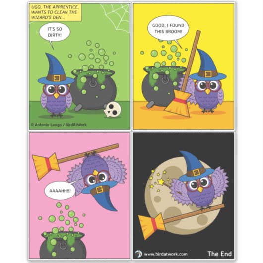 De wizard Apprentice - Comic reinigen Sticker (Voorkant)