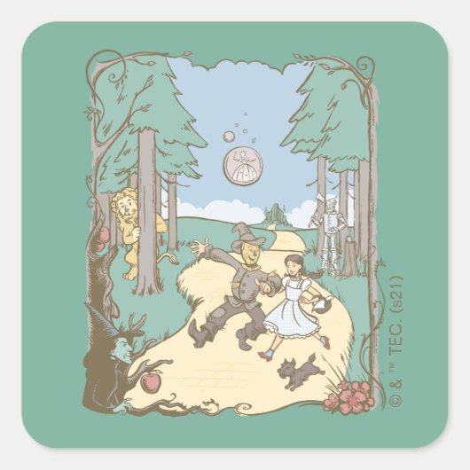 De wizard OZ™ | Storybook Yellow Brick Road Vierkante Sticker (Voorkant)