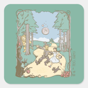 De wizard OZ™   Storybook Yellow Brick Road Vierkante Sticker