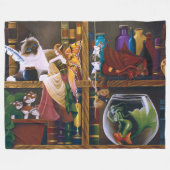 De Wizards Fantasy Library Fleece Deken (Voorkant (Horizontaal))