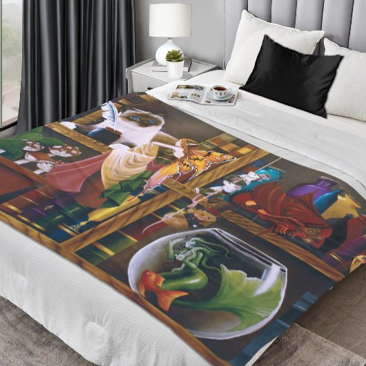 De Wizards Fantasy Library Fleece Deken