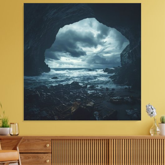 De woede van natuur in steen gegoten canvas afdruk (Insitu (Woonkamer))