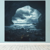 De woede van natuur in steen gegoten canvas afdruk (Insitu (Houten vloer))