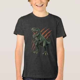 De woeste T-Rex met klauwsporen Tri-Blend Shirt