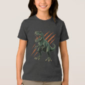 De woeste T-Rex met klauwsporen Tri-Blend Shirt (Voorkant)