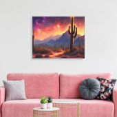 De woestijn bij Dusk Sequoia Cactus Kleurrijke kun Canvas Afdruk (Insitu (Woonkamer))