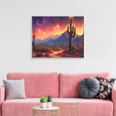 De woestijn bij Dusk Sequoia Cactus Kleurrijke kun Canvas Afdruk (Insitu (Woonkamer))
