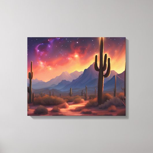 De woestijn bij Dusk Sequoia Cactus Kleurrijke kun Canvas Afdruk (Voorkant)