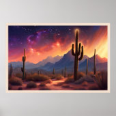 De woestijn bij Dusk Sequoia Cactus Kleurrijke kun Poster (Voorkant)