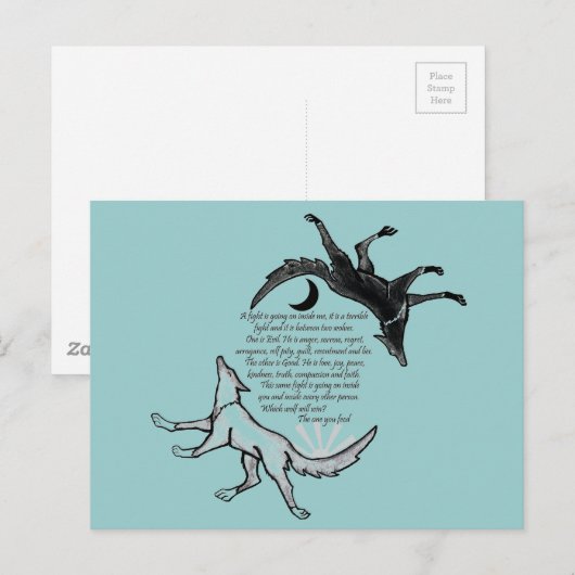 De wolf die voedt briefkaart (Voorkant / Achterkant)