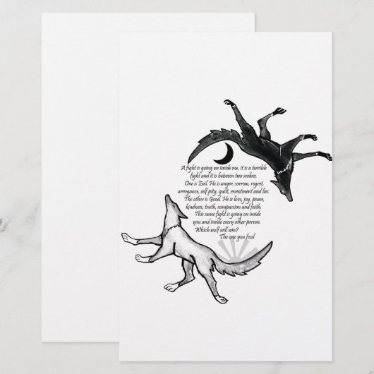 De wolf die voedt briefpapier (Voorkant / Achterkant)