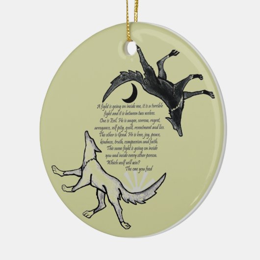De wolf die voedt keramisch ornament (Links)