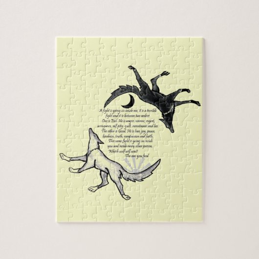 De wolf die voedt legpuzzel (Verticaal)