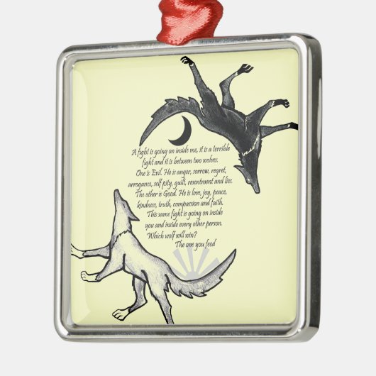 De wolf die voedt metalen ornament (Links)