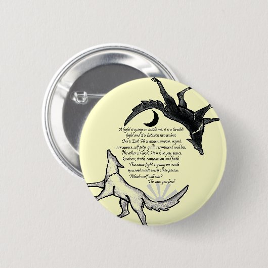 De wolf die voedt ronde button 5,7 cm (Voorkant /achterkant)