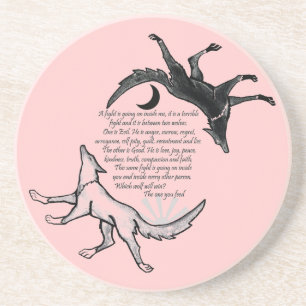 De wolf die voedt zandsteen onderzetter