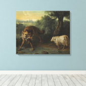 De wolf en het lam (door Jean-Baptiste Oudry) Canvas Afdruk (Insitu (Houten vloer))