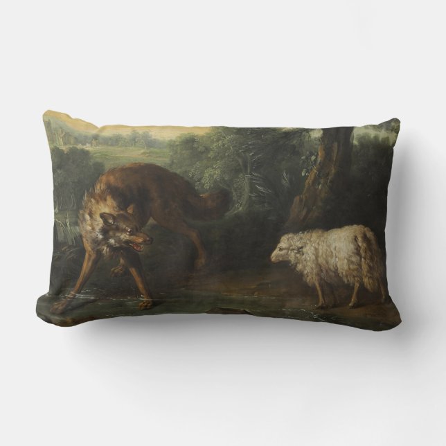 De wolf en het lam (door Jean-Baptiste Oudry) Kussen (Voorkant)