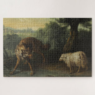 De wolf en het lam (door Jean-Baptiste Oudry) Legpuzzel
