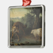 De wolf en het lam (door Jean-Baptiste Oudry) Metalen Ornament (Links)