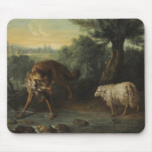 De wolf en het lam (door Jean-Baptiste Oudry) Muismat (Voorkant)