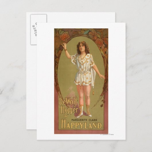 De Wolf Hopper in het Poster van het gelukkige the Briefkaart (Voorkant / Achterkant)