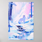 De wolf in de sneeuw poster (Voorkant)