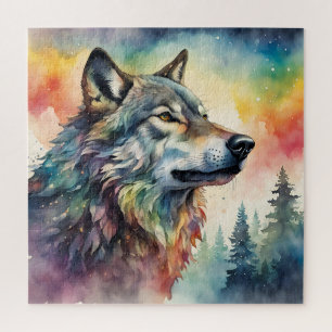 De wolf in een regenboogwereld legpuzzel