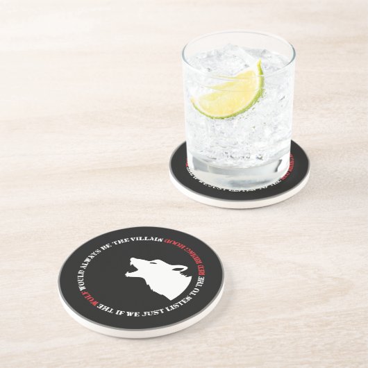 De wolf is altijd de boosdoener zandsteen onderzetter (Zijkant)