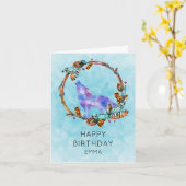 De Wolf van de waterverf met een Verjaardag van de Kaart (Gele Bloem)