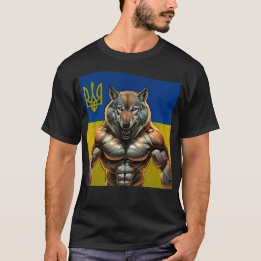 De wolf van Oekraïne, Oekraïens patriottisch T-shirt (Voorkant)