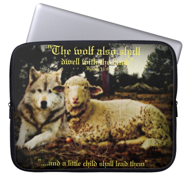 "De wolf zal met het lamsvlees uitweiden" Laptop Sleeve (Voorkant)