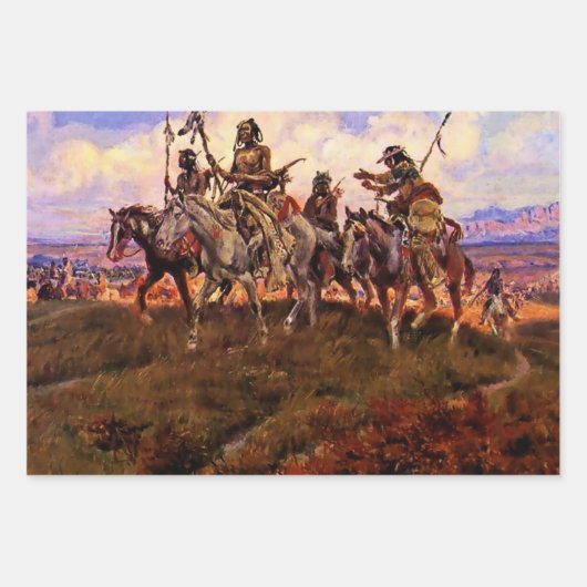 "De Wolfmen" van Charles M Russell Inpakpapier Vel (Voorkant)