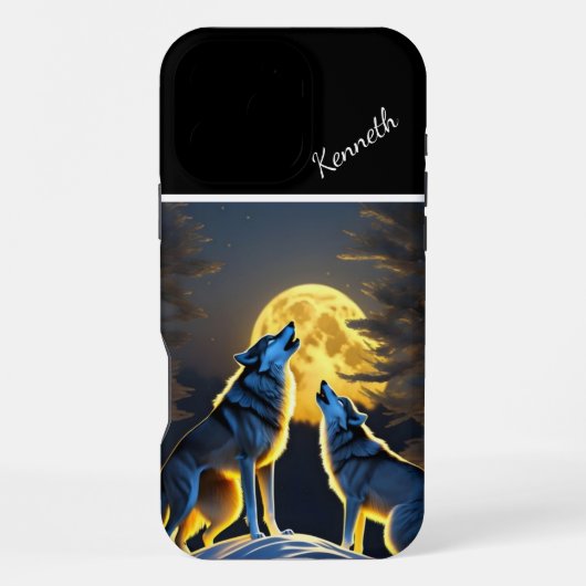 De wolfsgehuil bereikt volle maan iPhone hoesje (Achterkant)